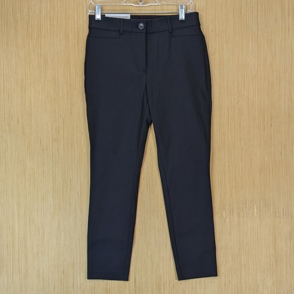 LOFT The Sutton Skinny Pants Career Office Womens 4P Petite Black Trousers NWT